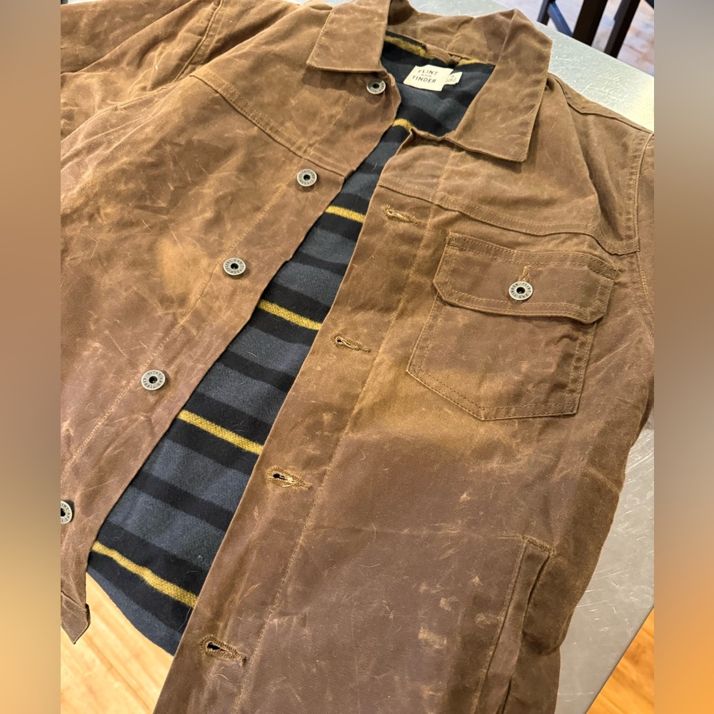 Huckberry Flint and Tinder Waxed Trucker Jacket,size Small